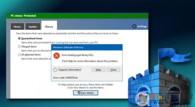 說(shuō)明Windows Defender舊界面錯(cuò)誤0x80029c4a