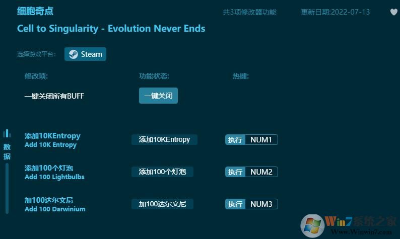 從細胞到奇點(電腦版)多功能修改器 v2022.7(Steam版)
