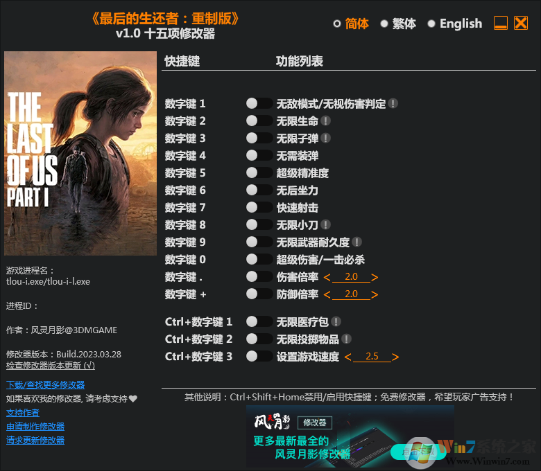 最后的生還者重制版十五項修改器
